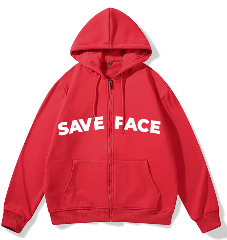 SAVE FACE UNISEX ZIP-UP HOODIE