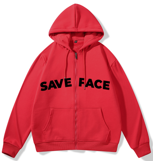 SAVE FACE UNISEX ZIP-UP HOODIE