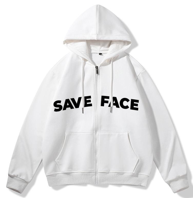 SAVE FACE UNISEX ZIP-UP HOODIE