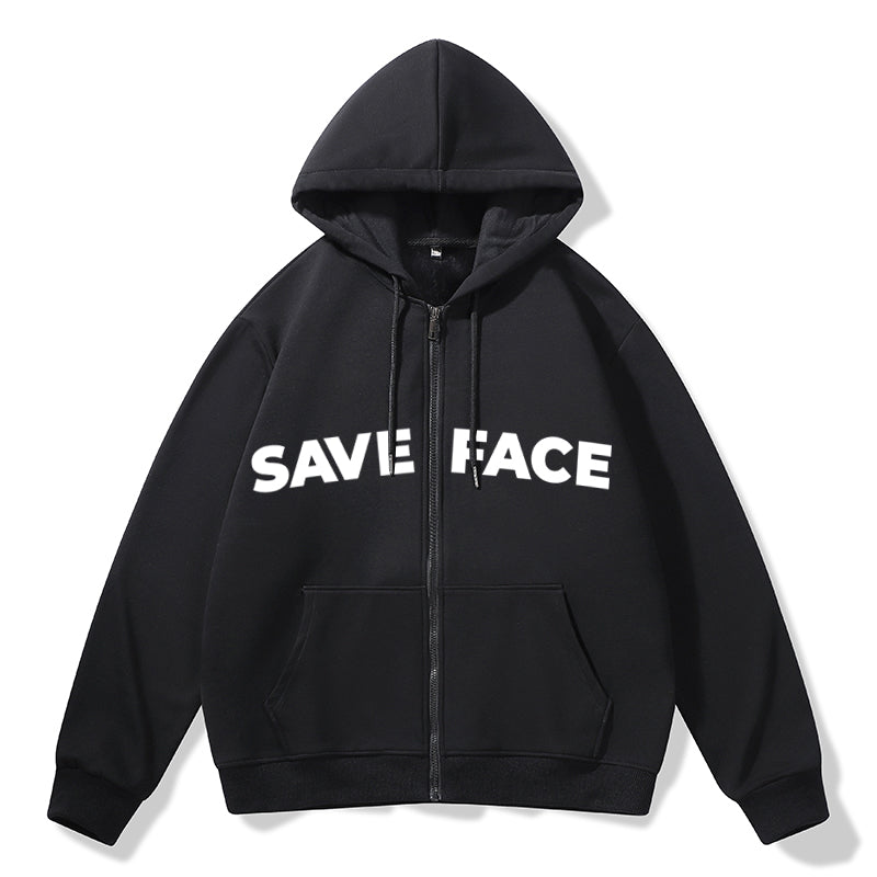 SAVE FACE UNISEX ZIP-UP HOODIE