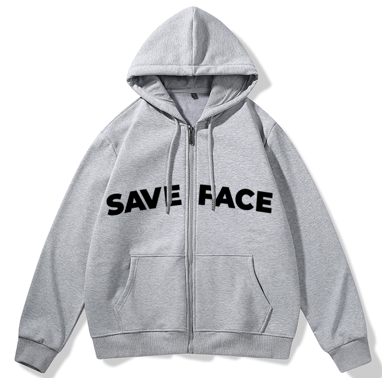 SAVE FACE UNISEX ZIP-UP HOODIE